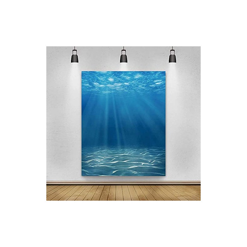 Laeacco 4x5ft Vinyl Photography Background Deep Underwater Crystal Blue Under