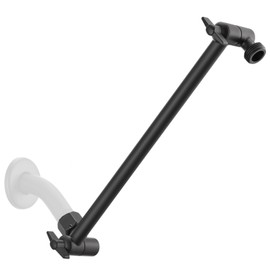11 Inch Adjustable Shower Head Extension Arm With Locking Set Screw, Singing Rain Brass Matt Black Angle Height Adjustable, Easy To Install, G1/2 Universal Connector Compatible (Matt Black)