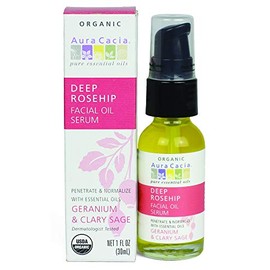 Aura Cacia Suero restaurador de rosa mosqueta orgánico, 1 fl oz                                                                                       