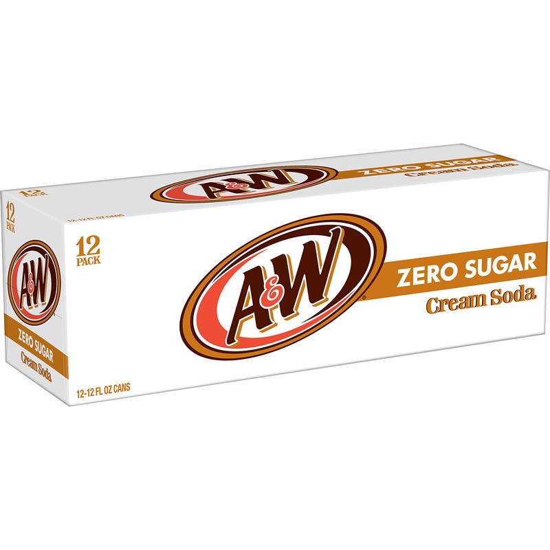 A&W Cream Soda Zero Sugar, 12 fl oz cans, 12