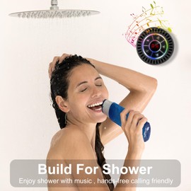 Docooler IPX7 Waterproof Bathroom BT Speaker Dustproof Shockproof LED Time Display Built-in FM Radio Speaker