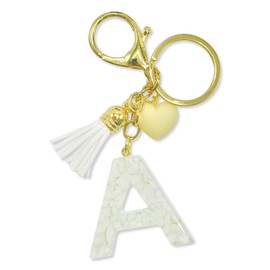 SJUIEO Letter Keychain,Heart Shaped Keychain,Handbag Charm for Women Girls Keychain,Backpack Keychain (Letter V), beige, M