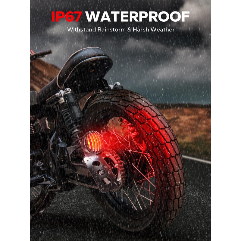 Amazicha 1" Motorcycle LED Tail Brake Light with Bracket, Waterproof