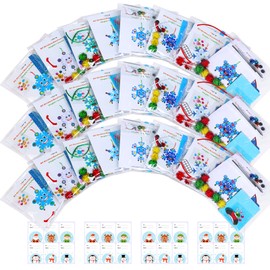 Winlyn 24 Sets Christmas Craft Kits Winter Crafts DIY Snowflake Ornaments Decorations Art Sets Foam Snowflakes Smile Stickers Jingel Bells for Kids Holiday Home Classroom Activities Party Favors