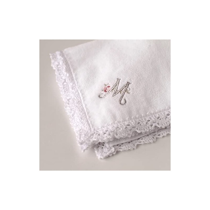 Sofisti Initial Lace Towel Handkerchief White Ladies Ladies Hand Towel