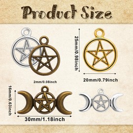 50 Pcs Celestial Mixed Sun Moon Star Charms, Charm for Crafts Supplies Wholesale Bulk Lots Antique Alloy Charm DIY Pendants for Jewelry Making Accessory for Crafting Earrings Necklace Bracelet