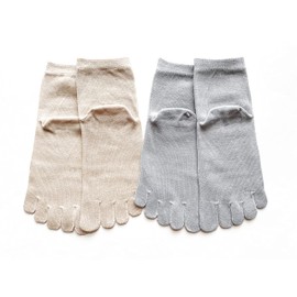 Made in Japan 5 Toe Socks, Short Socks, 8.7 - 9.8 inches (22 - 25 cm), 100% Cotton, 4 Pairs