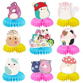 9Pcs Honeycomb Table Centerpiece, Themed Party Supplies, Birthday Party Desktop Decorations for Kids (A)