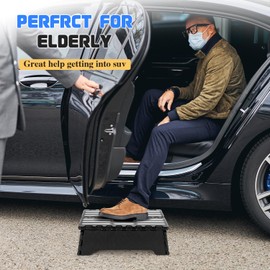 Step Stool Foldable, 5 inch Folding Step Stools for Adults, Sturdy Portable Non-Slip Collapsible Stepping Stool with Handle for SUV, RV, Kitchen, Bathroom (Black)