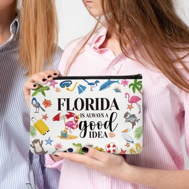 Papiailove Florida Souvenirs Gifts for Women Florida Gifts Makeup Bag Vacation Gift Florida Is Always A Good Idea Cosmetic Bag Florida Travel Gift
