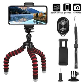 PEYOU , Portable 5-in-1 Cell Phone Camera Tripod with Wireless Remote, perfect for selfies, vlogging, streaming, and photography. - Color: Black