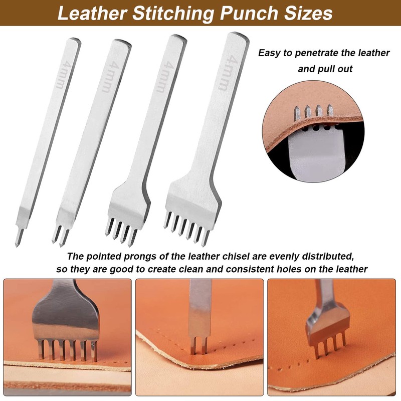 Leather Working Tools Kit, Leather Tool Set with Leather Groover,