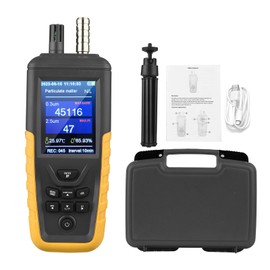 Dust Particle Counter High Sensitivity 3-Channel PM0.3/2.5/10 um Air Quality Monitor 0~1000μg/m³ USB Rechargeable Data Transfer/ Temperature and Humidity Monitor