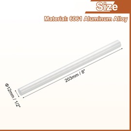 uxcell 1/2"(12mm) Dia Round Aluminum Rod, 8" Long 6061 Aluminum Round Bar Stock for Trailer Garage Projects