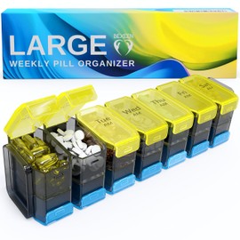 Extra Large Pill Organizer 2 Times a Day – XL Pill Box 7 Day with Big AM/PM Compartments – Fits Large Vitamins, Supplements & Gummies, for 7 or 14-Day Use, Color-Coded, Senior-Friendly, No Spills
