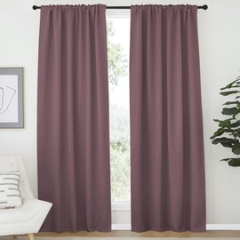 NICETOWN Blackout Curtain Panels for Girls Room - (Dry Rose Color) 52Wx84L, 2 Panels, Noise Reducing Back Tab Blackout Draperies for Girls Bedroom