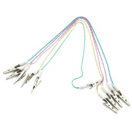 3Pcs Colorful Stainless Steel Napkin Clip With Colorful Bead Chain Adjustable Baby Bib Clasp Lanyard Neck Strap Saliva Clamp Towel Outdoor Must-haves For Elderly/Adult/Toddler (Color Random)