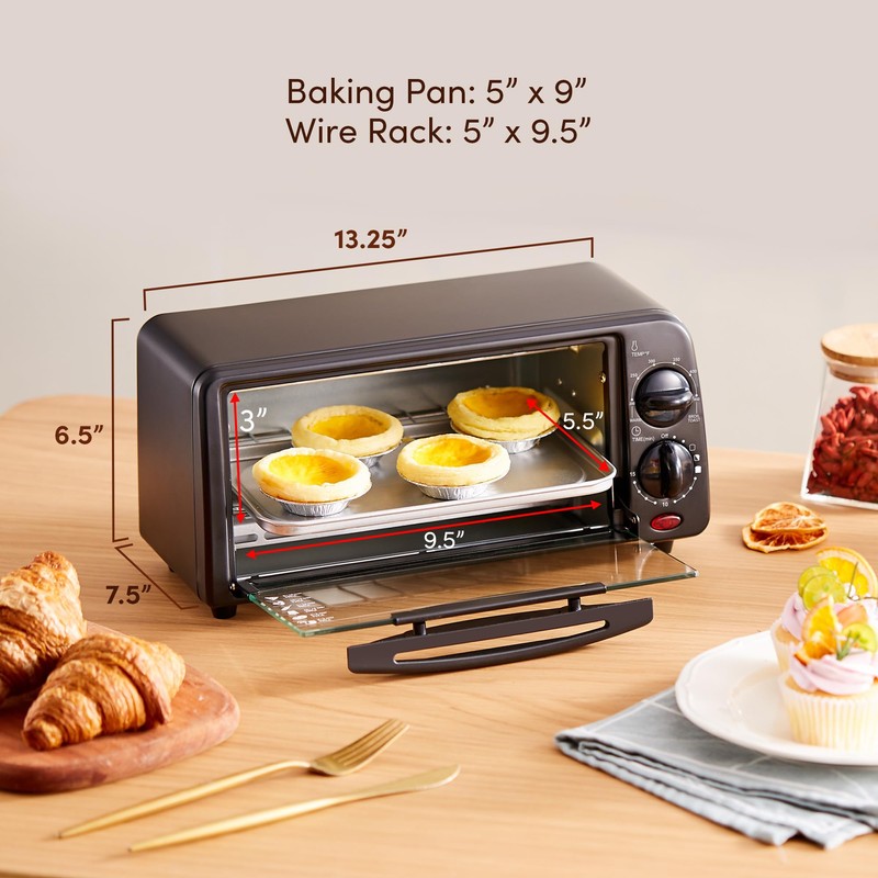 Elite Gourmet ETO236 Personal Compact 2 Slice Countertop Toaster Oven