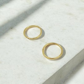 24K Gold Plated On 925 Sterling Silver Hoop Earrings - Small Thin Handcrafted