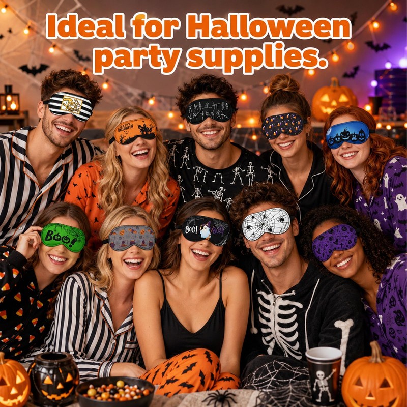 50 Pcs Halloween Sleep Eye Masks Bulk for Women Adjustable