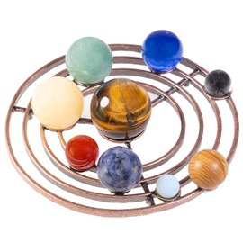 Amogeeli 8 Planets Solar System with Moon Polished Crystal Spheres Set with Metal Stand, Space Ball Home Office Desk Tabletop Decor