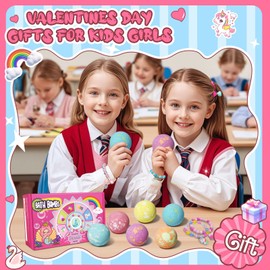 sanyi Valentines Day Gifts for Kids Girls:Unicorn Bath Bombs for Kids with Bracelet Inside, Bubble Bath Toys for Girls Age 4-6, Birthday Classroom Exchange Gifts for 3/4/5/6/7/8 Year Old Girl Toys
