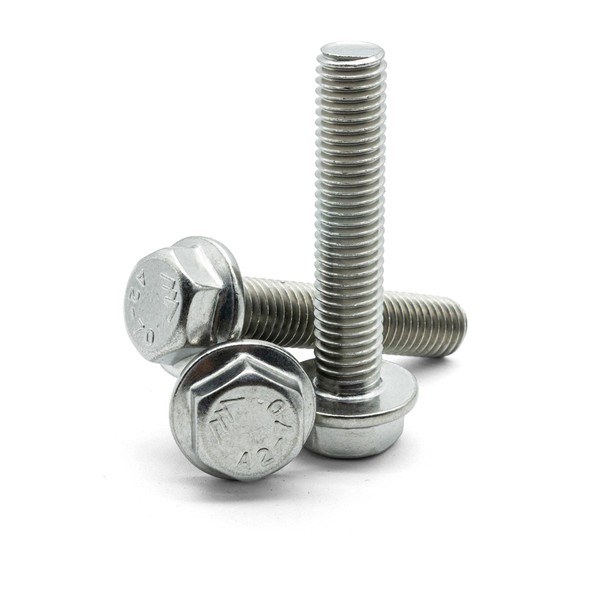 Hippo Hardware M6 (6mm X 30mm) Flanged Hexagon Head Bolts Flange Hex Screws Fully Threaded A2 Stainless Steel (Pack of 5)