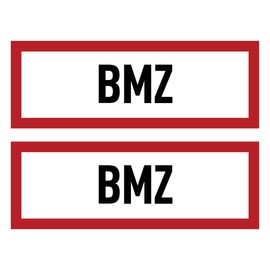 Sticker: 74 x 210 mm, Pack of 2 – BMZ – Fire Alarm Centre – Fire Safety Sign – Safety Sign on Fire Protection Device and Instructions for Use – DIN 4066 – D1