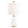 JONATHAN Y 20" White/Brass Gold Ribbed Gourd Glass Table Lamp,