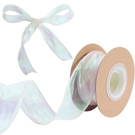 GORGECRAFT Sheer Organza Ribbon 4cm Wide Shimmer Chiffon Decorative Edge Champagne Yellow for Gift Wrapping, Basket Bows, Mother's Day, Wedding Invitations, Bouquet