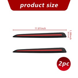 2 PCS Car Front Rear Bumper Anti-Collision Strips, 11.8" x 1.3" Carbon Fiber Bumper Front Rear Corner Protector, Body Scratch Sticker, Universal Protect Accessories for Most Cars (Black & Red)