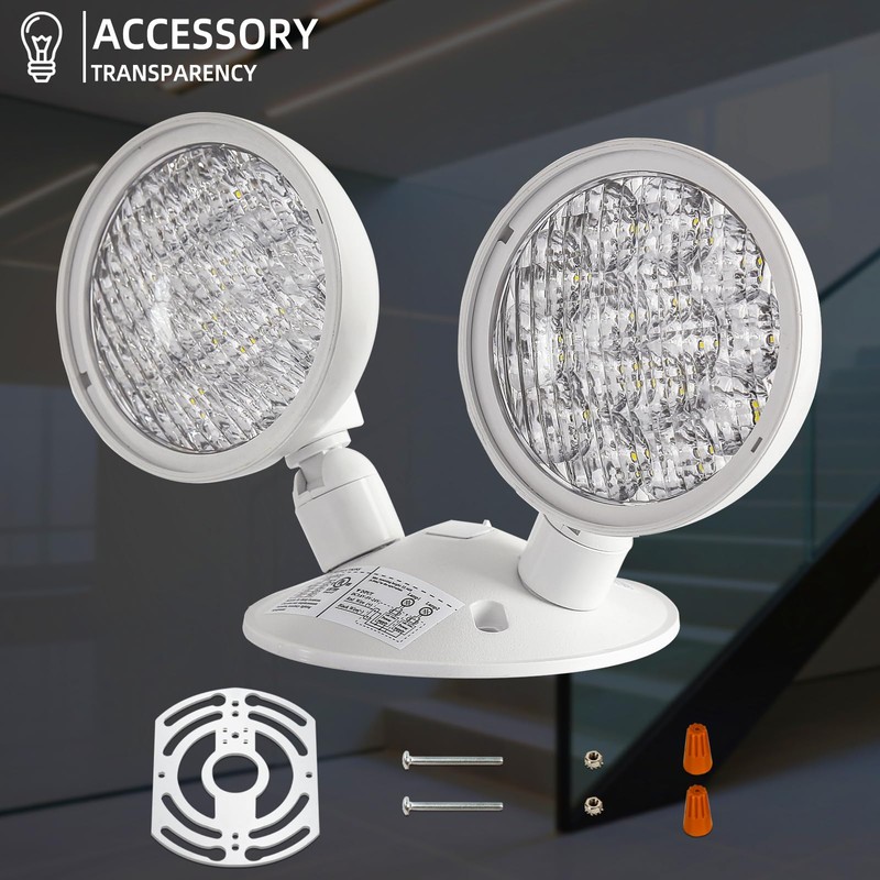 Enjvvs Emergency Remote Head Lighting, Double Head Emergency Light, Adjustable