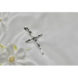Cross Sterling Silver 925 Solid Pendant Crucifix Jesus Christ Religious Necklace Charm Unisex Jewelry