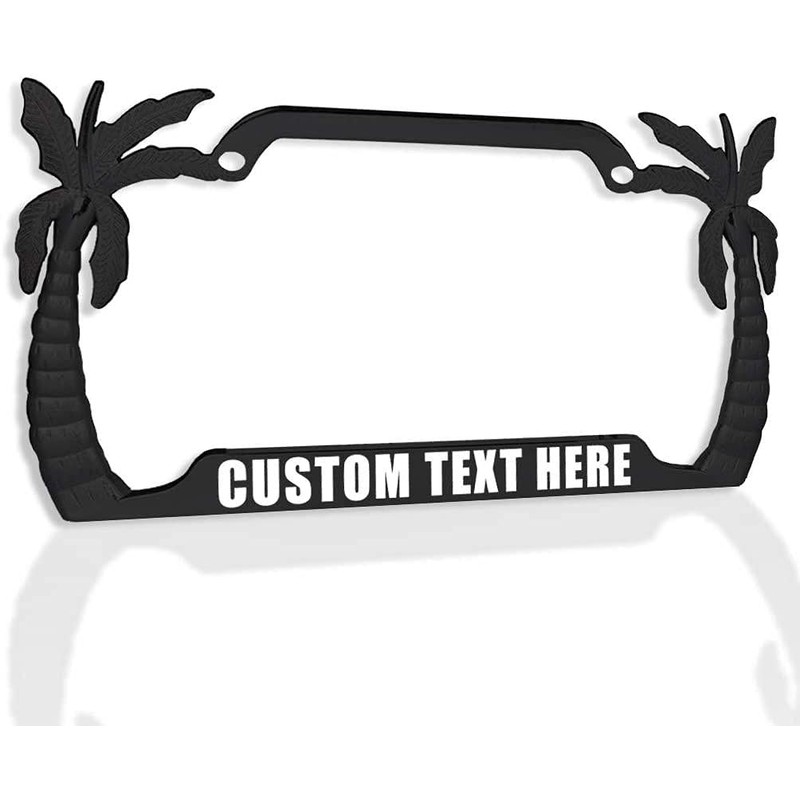 Elephants Palm Tree Design Chrome Metal Auto License Plate Frame