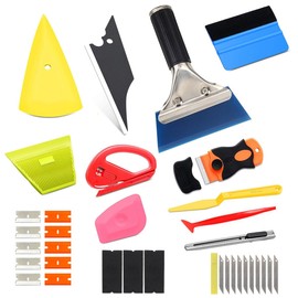 ADILIKADII Aplicación de Tinte para Ventana de Coche 34Pzs, Juego de Herramientas de Película Polarizada de Vehículo, Kit de Instalación Película de Vinilo con Espátulas, Raspador para Vidrios de Auto