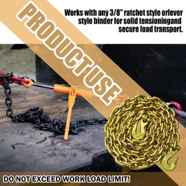 FITHOIST G80 Transport Binder Chain 3/8 Inch x 16 Foot | Tow Chain with Clevis Grab Hooks | 7,100 lbs Safe Working Load | Heavy Duty Chain for Transporting Towing…