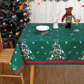 Christmas Tablecloth Star Xmas Table Cloth,Waterproof and Washable Table Cover for Party Decoration,Outdoor Tablecover for Kitchen Dining Room,Spillproof Dustproof Tablecloth,54x70 inches,Green