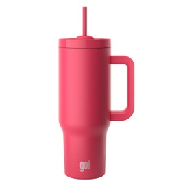 40oz Stainless Steel Handle Tumbler with Triple Insulation & Copper Lining – Keeps Drinks Cold for 18 Hours & Hot for 6 – Spill-Resistant Dual-Function Lid with Straw and Sweat-Free (Hot Pink)