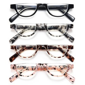 EYEURL Half Frame Reading Glasses for Women-4 Pack Blue Light Glasses Fashion Computer Readers for Women Anti UV Ray Eyeglasses with Spring Hinges,3.5