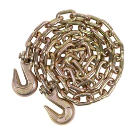 Mytee Products 3/8 Inch x 20 FT Grade 70 Binder Chain with Clevis Grab Hooks - G70 Transport Tow Chain - 6,600 Lbs Working Load Limit