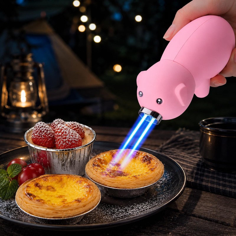 Torch Lighter Cute Pig Shape Creative Desktop Ornament, Dual Jet