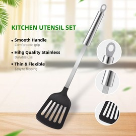 Kitchen Utensils Set 7 Pcs, Premium Stainless Steel Heat Resistant Cooking Utensils Sets, Kitchen Gadgets Accessories Tools for Non-stick Cookware (BPA Free)