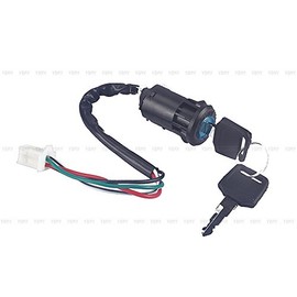 Ignition Key Switch, Motorcycle Ignition Key Switch, 4-Wire Ignition Switch, Locking Key, Suitable for Quad ATV Go Kart Pit Dirt Bike Scooter Moped