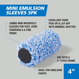 Harris Trade Jumbo Mini Roller Set Replacement Sleeves, Pack of 5