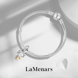 LaMenars Charms Winter Christmas Love Heart Moon for Bracelets 925 Sterling Silver Beads Christmas Day Mother's Day Birthday Anniversary Jewellery for Women, Cubic Zirconia, Cubic Zirconia