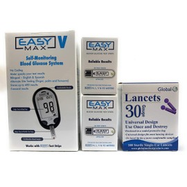 EasyMax V Meter with 100 EasyMax Strips and 100 Easy Touch 30g Lancets Y