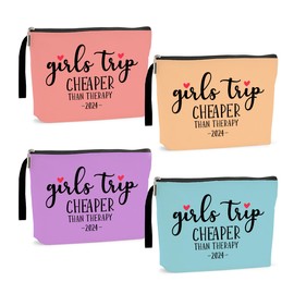 Hanamiya Na 4Pcs Girls Trip Gifts Favors Weekend Bag Funny Makeup Bag Girls Weekend Gifts Friendship Gifts Weekender Bags for Women Girls Bride Cosmetic Bag Zipper Pouch Wedding Bachelorette Party