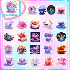 Purple Cup Stickers 50 Pack Laptop Stickers,Vinyl Waterproof Stickers for Water Bottles Skateboard Scrapbook Bike Computer,Phone,-Graffiti Stickers Pack for Teens Girls Kids Adults(Magic Cup)