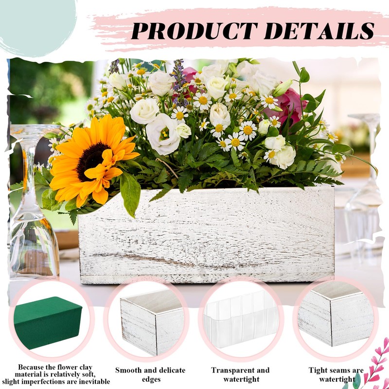 Dandat 4 Set Wood Boxes for Centerpieces 12x4 Inch Rectangle