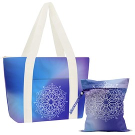 JIUWEIHU Large Beach Pool Bag And Wet Dry Bag Waterproof Sandproof Purple Beach Tote Laundry Bags for Swimsuits for Travel, Large Capacity Foldable for Women